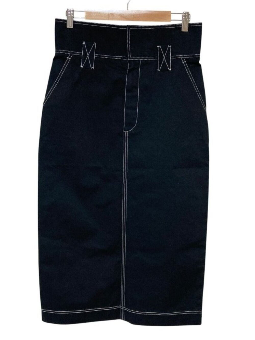 Fendi Stitch Long Tight Skirt 44 Black